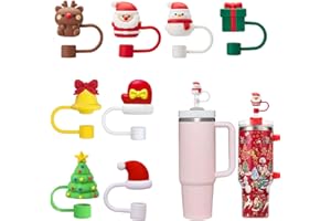 CENSUOBOB 8 sztuk akcesoriów do słomek Stanley Cup, 10 mm pokrywki na słomki, pyłoszczelny materiał silikonowy, słomki na Boże Narodzenie, silikonowe etui do kubków Stanley