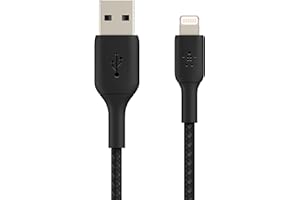 Belkin Pleciony kabel Lightning (Boost Charge Lightning/USB do iPhone'a, iPada, AirPods), certyfikowany przez MFi, kabel do ładowania iPhone'a, pleciony kabel Lightning (15 cm, czarny)