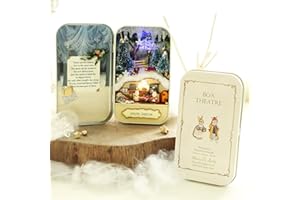 Spilay DIY Miniature Dollhouse Wooden Furniture Kit,Handmade Mini Iron Box theater Model,1:24 Scale Creative Doll House Toys for Lovers (Snow Dream) Model Q03