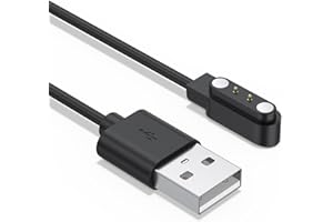Mugust Cargador Magnético para Reloj Inteligente (2 pines 4mm) para YAMAY SW022, AGPTEK LW11, Ticwatch GTX, Haylou LS05 Cable de Carga USB Repuesto para Reloj Inteligente Accesorios(USB 100cm)