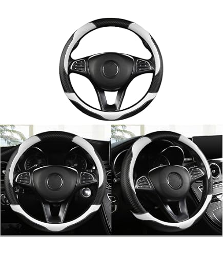 Coprivolante Gunhunt In Pelle Traspirante Effetto Carbonio - Antiscivolo, Universale Per Volante A D - 37,9 Cm