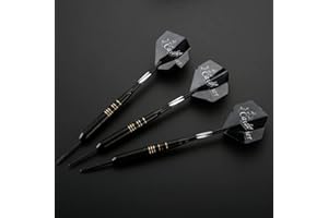 HOPEWEY 3 Stück profi dartpfeile Steeldarts dartscheibe 23 g Dartset Turnier Steel Tip Dartpfeile Set Professionelle Darts mit Hard Box Case Schwarze Beschichtung Messing PET-Flüge (Schwarz)