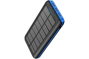 PSOOO Portable Charger Solar Charger Power Bank 30000mAh Battery Pack Camping Waterproof External Backup Charge with 3 Outputs 2 Input LED Flashlight for Travel Hiking Outdoor