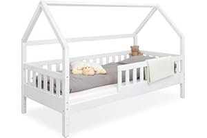‎EHRENKIND Ehrenkind® Hausbett Lille | Kinderbett mit abnehmbaren Rausfallschutz aus Massivholz FSC® zertifziert | Hausbett 90x200 | Kinderbett 90x200 Weiß