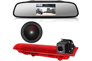 Dynavsal 4.3'' Inch HD Rearview Mirror + 1280x720 Pixel 1000TV Lines HD Reversing Camera, HD Night Vision Rear View Backup Camera for VW T5 T6 ab 2010 Caravelle Multivan Transporter Van