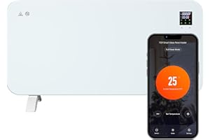 TCP Smart Glass Panel Heater 2000w White with App, WiFi, 2 Heat Modes, Voice Control Works with Alexa, Google Home & Siri Shortcuts, Wall Mounted or Portable, LED Display, Smart Schedules & Timers