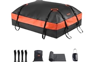 VEVOR Car Rooftop Cargo Carrier Bag, 15 Cubic Feet Car Roof Cargo Carrier, 100% Waterproof Heavy Duty 840D PVC Roof Luggage Bag for All Vehicle with/without Rack- with Lock, Non-Slip Mat, 4 Door Hooks