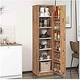 ZEYTUN Walnut Multi-Purpose 90 Degree Openable Single Lid Pantry Kitchen Cabinet
