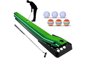 YINGJEE Golf Putting Mat Indoor, Golf Putting Green Mat Indoor and Outdoor 10ft, Training Aid Equipment Improve Your Batting Skills and Score