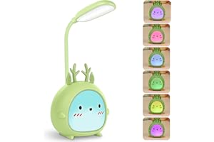Ansteker Portable LED Desk Lamp with Night Light, Foldable Reading Light, Cute Table Lamp for Bedroom, Best Birthday, Christmas, New Year Gift to Kids Boys or Girls (Green Deer)