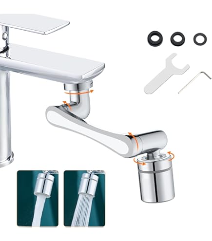 Prolunga Per Rubinetto Girevole A 1080° - Aeratore Regolabile Per Cucina E Bagno, In Ottone - Foto 5