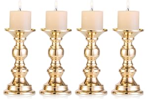 Nuptio Candelero Columnario del Hierro, Candelero Decorativo De Mesa para Boda/Fiesta/Cumpleaños, Artículo para La Cena a Las Velas, Candelero Retro para Hogar (Ajuste 50mm Dia Vela 15cm H, 4 Pcs)
