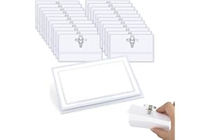 Queerelele Porte Badge Plastique Horizontal à Pince (Lot de 25) - 9 x 6 cm - Badge Infirmiere, Badges avec épingle, Ecoles, Entreprises, Conférences et Visiteurs en PVC Transparent Résistant à l’Eau