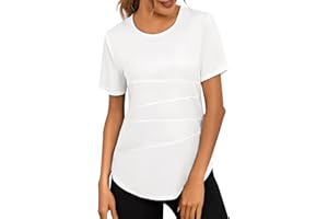 Terecey Camisetas Deporte Manga Corta Mujer Camiseta Tecnica para Mujer Suelta Camiseta Fitness Mujer y Cuello Redondo Camiseta Deportiva de Secado Rápido para Yoga Pilates S-XXL