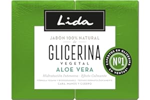 Lida - Jabón en Pastilla 100% Natural de Glicerina y Aloe Vera | Jabón Sólido para Manos | Limpia e Hidrata en Profundidad todo Tipo de Pieles | Elaboración Tradicional - Pack 2 Unidades