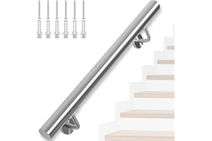 FREEAMG 100CM Main Courante pour Escalier en Acier Inoxydable, Rampe Escalier Murale Intérieur et Exterieur, Main Courante Antidérapante Pour Escaliers, Couloir, Porche, Grenier, Jardin