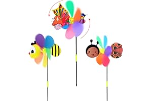 Molinillo de Viento para Niños, Hillylolly 3 Pcs 55 cm Molino de Viento Niños, Molino de Viento Decorativo, Plastico, para Jardin Balcón Terraza Macetas