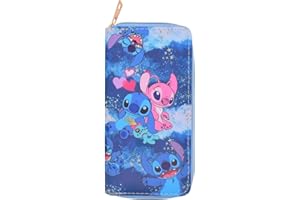 APDDHJ Stich Purses for Women - Long Wallet Stich Teen Anime Design Leather Style Purse Coin Purse with Zipper for Kids Anime Wallet Lovely Purse PU Leather Purse