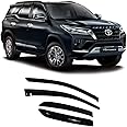 Car Accessories Fortuner Door Visor Rain Guard Compatible with Toyota Fortuner (Year 2021 Onwards) All Model, Car Side Window Visor Rear Window Wind Deflectors, Black, Set of 4 Pcs