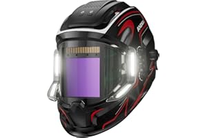 ANDELI Welding Helmets with Lights, Panoramic 180° View 3.94"X3.74" Helmet for Welding Auto Darkening True Color with 4 Arc Sensor Welding Helmet for Men for TIG MIG ARC Welding