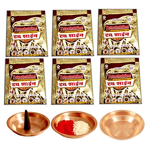 Touchshine Shines Copper, Brass, Silver, Aluminium & Iron Extra Shine Cleaning Powder, 50 gm (Pack of 6) with 3 Copper Pooja Accessories RS.349 (68.00% Off) - Amazon