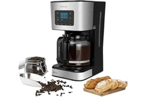 Cecotec Cafetera Goteo Coffee 66 Smart. 950 W, Programable 24h, Tecnología ExtemAroma, Función AutoClean, Acabados en Acero Inoxidable, Pantalla LCD, Jarra de Vidrio de 1,5 L