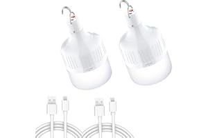 LETOUR 2 luci da campeggio, 5000 lumen, 60 W, ricarica USB, 5 modalità di illuminazione, per riunioni di famiglia, eventi all'aperto, feste di compleanno, campeggio