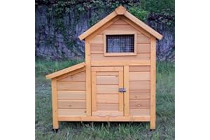Animal Valley - Poulailler Bantam avec Toit Shingle - Bois et Shingle - L 50 x l 80 x H 88 cm - Taille L - Beige - pour 1 à 2 Poules