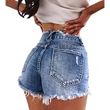 ORANDESIGNE Pantaloncini Jeans Donna Vita Alta Corti Estivi Shorts Sexy Pantaloncini  Corti Sfilacciati : Amazon.it: Abbigliamento