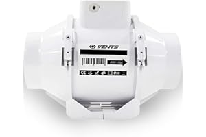 VENTS UK 4 inch Loft Mounted Inline Shower Ceiling Powerful Ventilation Damp Control 100mm In Line Bathroom Extractor fan with Run On Timer 100 mm Silent In-line Toilet Ventilator