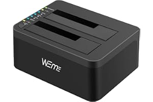 WEme USB 3.0 to SATA Dual-Bay External Hard Drive Docking Station With Offline Clone/Duplicator Function for 2.5 & 3.5 Inch HDD SSD SATA (SATA I/II/ III) Support 2x 8TB & UASP, Tool-Free