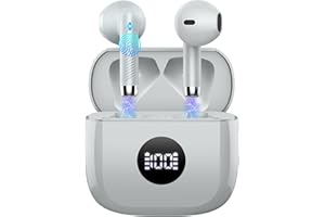 JXREV Wireless Earbuds, Bluetooth 5.3 Headphones in Ear with 4 ENC Noise Cancelling Mic, Bluetooth Earbuds 40H Playtime, 2023 HiFi Stereo Deep Bass Wireless Earphones, IP7 Waterproof USB-C Fast Charge Grey