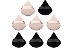 AQSQWQ 8 Esponja Maquillaje,Soplos de Polvo,Triángulo Polvos Puffs,Maquillaje Puff,Esponjas Maquillaje para Polvos Sueltos, Maquillaje, Crema, Rubor(Negro y Desnudo)