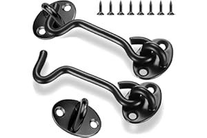 Litensh 2PCS Cerraduras de Gancho para Puerta de Granero, Gancho para Puerta y Pestillo de ojo, Ganchos de Cabina y Pestillo de ojo, Gancho Giratorio,Gancho de Ventana (3 pulgadas)