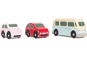 Le Toy Van - Cars & Construction Wooden Retro Metro Car Set Car Toy Play Set - Set 3 Cars, Play Vehicle Kids Role Play Toys - Suitable For 2 Year Old +