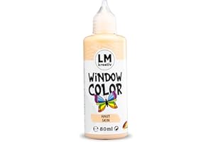 LM-KREATIV LM Window Color 80ml - Beige - Fenster-Farben zum Basteln & Malen. Für wieder abziehbare Deko Fensterbilder im Kinderzimmer, auf Flaschen, Spiegel oder Fliesen. Fensterfarben ohne Lösungsmittel
