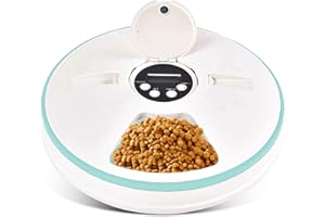 Savieva Automatic Dog Cat Feeder - Holiday 6 Meal Cat Food Bowls for Wet or Dry Food, Automatic Pet Meal Food Dispenser with Timer and Voice