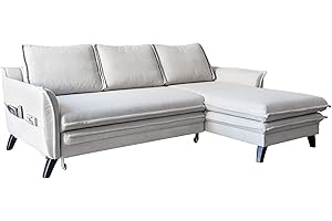 ‎MIUFORM MIUFORM Ecksofa mit Schlaffunktion und Bettkasten | Charming Charlie | Wohnlandschaft Mit Schlaffunktion Couch Schlafcouch Wohnzimmer Gästezimmer | Holzlfüße Boho-Stil (Beige, Rechts ausgerichtet)