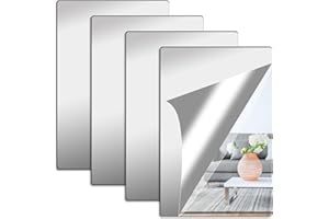 EXIN DECHEN 4 sztuki folii lustrzanej, lustro ścienne, 20 x 25 cm, akrylowe lustro do naklejania, elastyczna folia lustrzana, samoprzylepna folia lustrzana, do mebli, lustro samoprzylepne, do szkoły, łazienki,