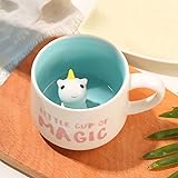 3D Einhorn Tasse aus Keramik, Einzigartige Handgefertigte Einhörner Kaffeetassen, Weihnachten Geschenk für Geburtstage, Fraue