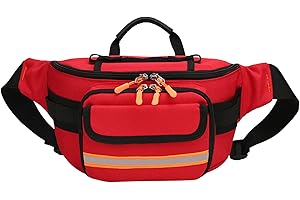 3DTengkit Riñonera de primeros auxilios vacía, riñonera médica roja, cinturón y hebilla ajustables, opción ligera, para viajes, hogar, senderismo, camping, deportes al aire libre