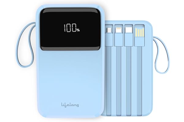 Lifelong Electronics 20000mAh 22.5W Fast Charging Power Bank 3 Inputs (in-Built USB Cable + Lightning + Type-C Port) 6 Outputs (3 in-Built Cables + 1 Type-C Port + 2 USB Ports) QC 3.0 Powerbank