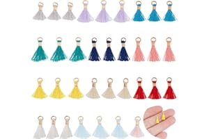 NBEADS 65pz 15 Colore Ciondolo In Nappa Mini Nappe di Cotone Colorate Nappe Ciondoli per Borsa Artigianale Portachiavi Decorazione Accessori Fai Da Te, 10~16x2mm