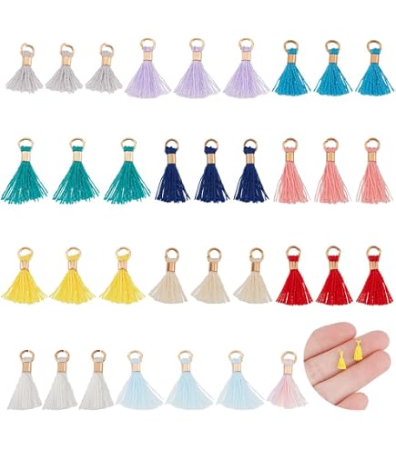 Nbeads 65 Pompons Mini Tassel En Coton Avec Anneaux - 13 Couleurs Pour Bijoux, Sacs Et DIY Artisanat