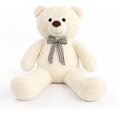 90 cm Rengarenk Papyonlu Peluş Ayıcık -% 100 YERLİ Beyaz