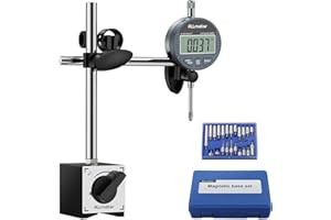 ALLmeter Reloj Comparador Digital 0-25.4mm con Base Magnética 70kg ON/OFF 22 Husillos, Indicador de Dial mm/Pulgada para 3D Reparación de Automóviles Torno