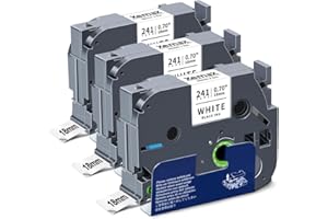 ‎XEMAX 3x XemaX Kompatibel Schriftband Ersatz für Brother P-touch Bänder 18mm TZe-241 TZe 0,7'' Etikettenband für Brother Beschriftungsgerät PT-D400 2030 D450VP E500VP P900W P950NW P750W, Schwarz auf Weiß