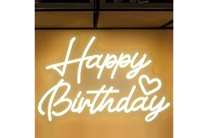 Lotvic Letrero de neón de feliz cumpleaños, luz de neón, LED neón, cartel de feliz cumpleaños, con alimentación USB, luz LED de feliz cumpleaños, decoración de neón para fiestas de cumpleaños,