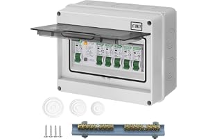 CHENGPI Vattentät distributionslåda ytmonterad med kopparstänger, liten ytfördelare med AC läckbrytare 63A, AC-frånkopplingsbrytare 2 x 10 A+16 A+20 A+32 A för hem/kontor