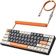 YINDIAO T8 60% Mechanical Gaming Keyboard,68 Keys TKL Compact Layout Mini Keyboard,18 Chroma RGB Backlit,Slight Clicky Brown Switch,Anti-ghosting,Pro Coiled USB-C Cable,for PC,Mac,PS4,XBOX-Milk Shake